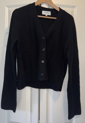 La Ligne Black Button Sweater Women s Large 100% Cashmere