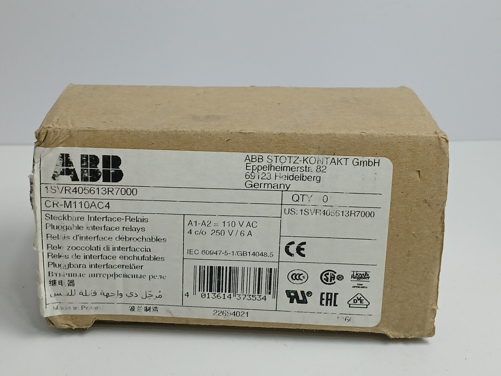 ABB 1SVR405613R7000 Interface Relays and Optocouplers 10 PCE BOX