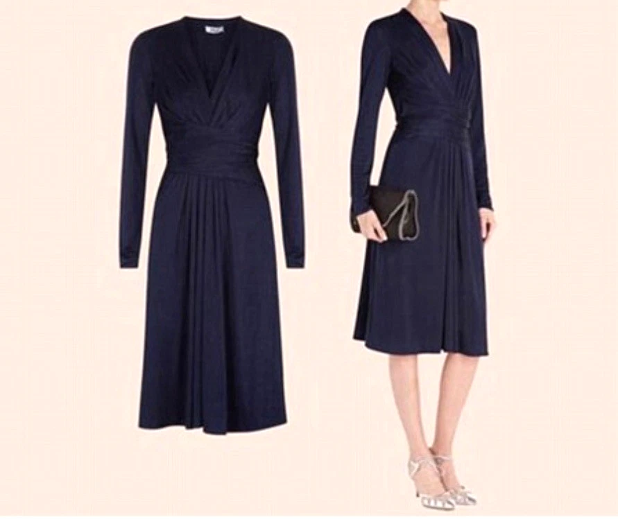 Abito Phylis Issa London in jersey di seta bordeaux fidanzamento reale principessa Kate taglia 8 - Immagine 2 di 4