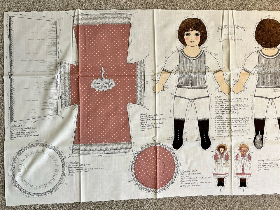 Vintage Quilt Cotton Fabric Mary Anne Authentic Victorian Rag Doll 19 Inches - Image 2 of 4
