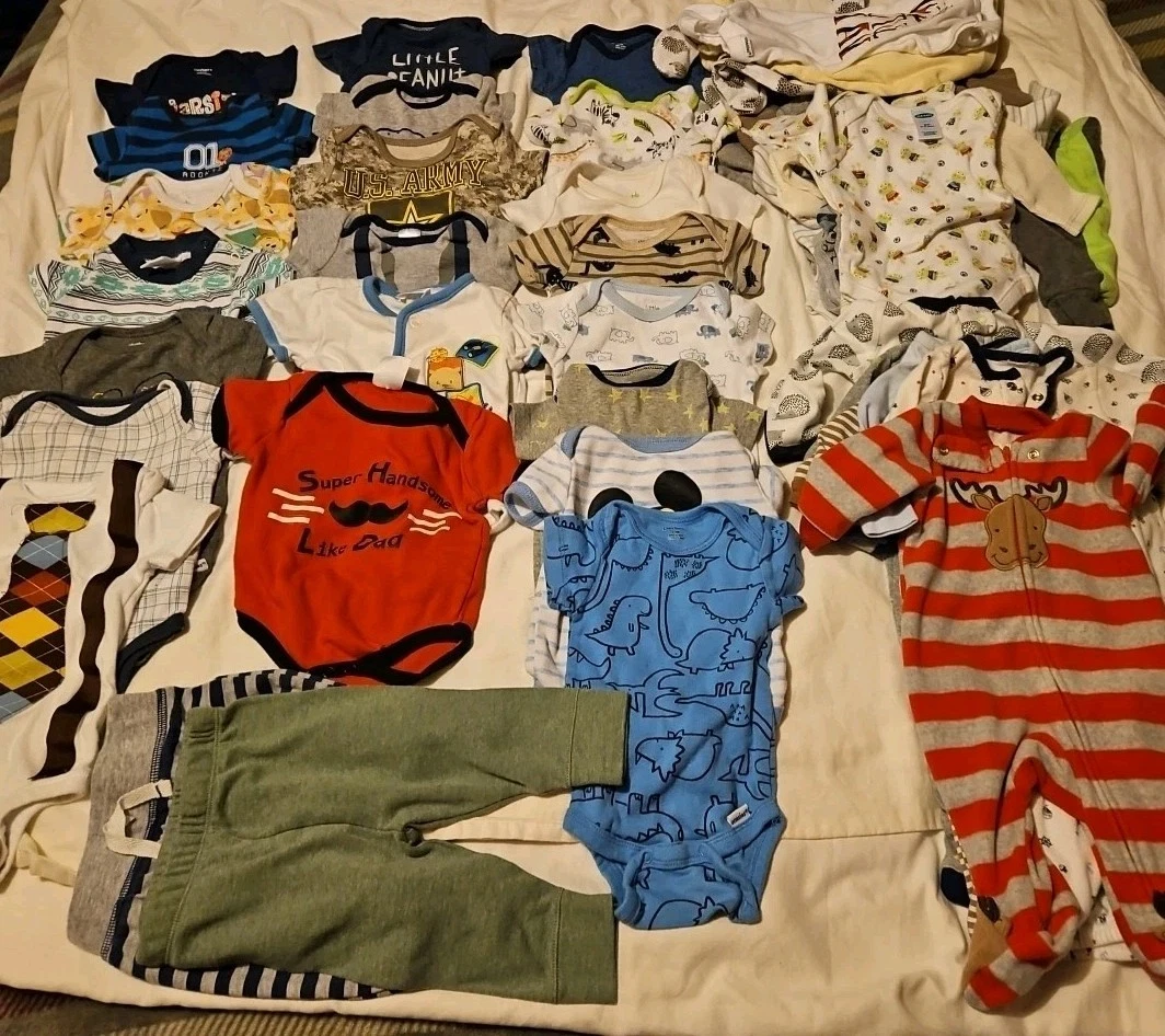 Newborn Boys Clothing 38 Pc Lot, 35 Pcs 0-3 Mo, 1 Nb, 2 @6-9 Mo