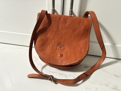 Gorgeous IL BISONTE Tan Brown Leather Shoulder Bag 