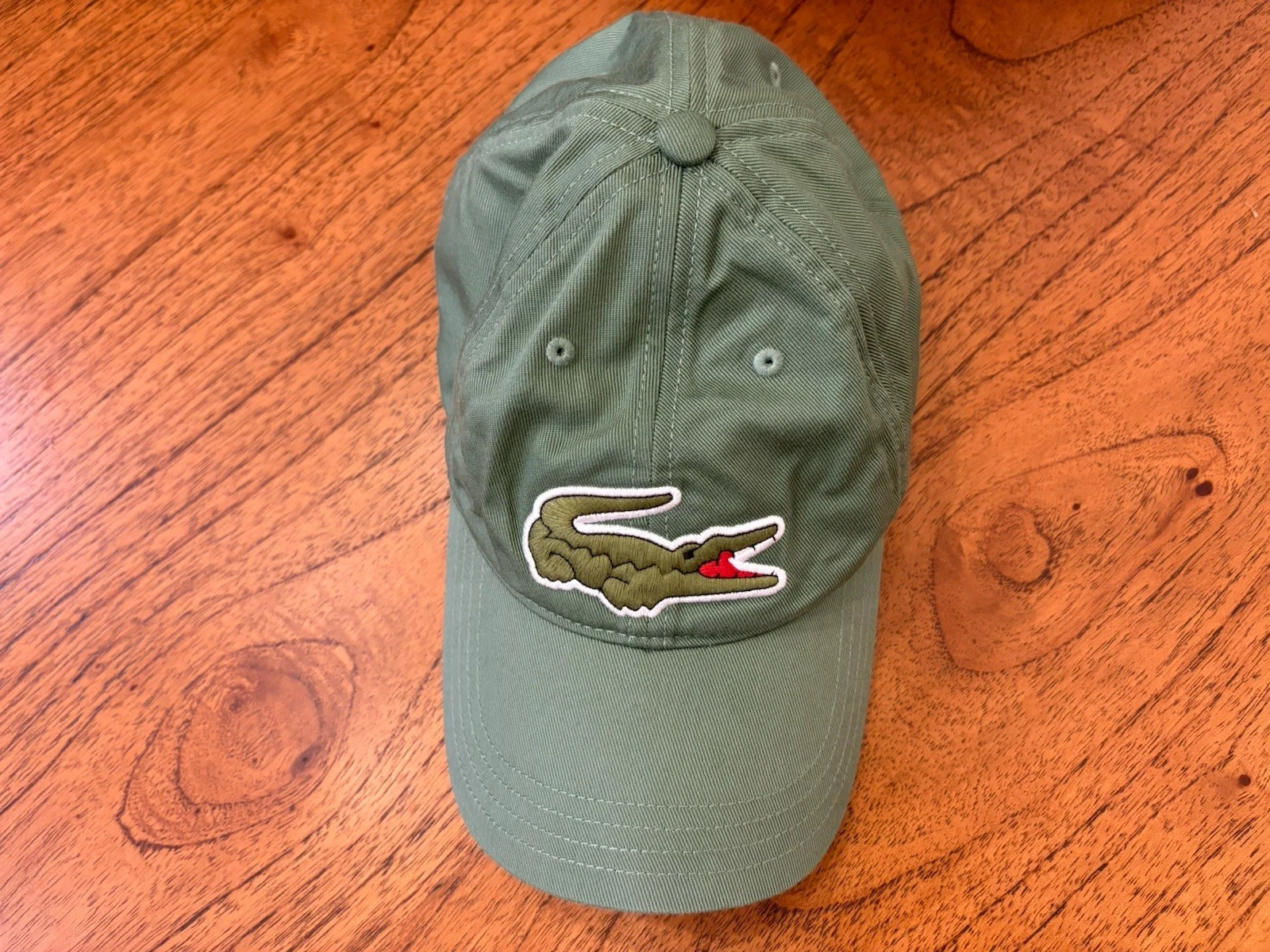 Lacoste Mens Unisex Green Big Logo Baseball Hat Cap Adjustable