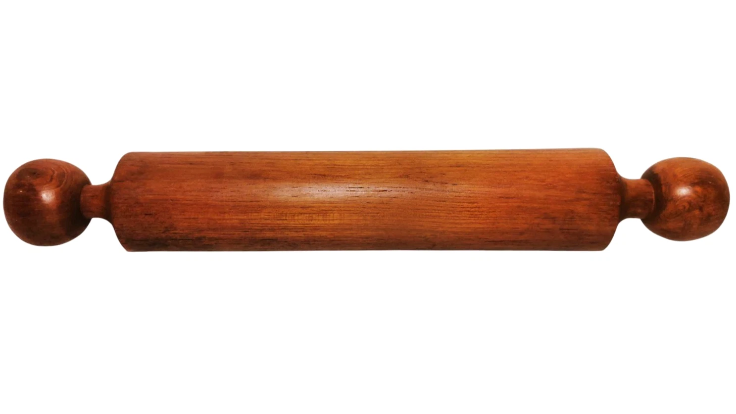 MID-20TH C DANISH MODERN VINT 16 ¾" LENGTH SOLID TEAK ROLLING PIN W/BULBOUS ENDS