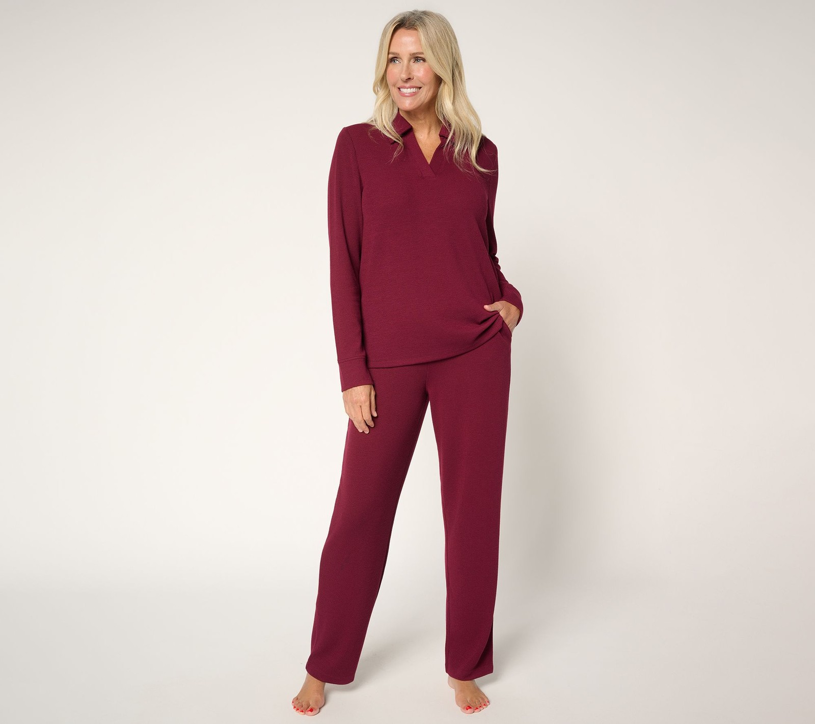 Cuddl Duds Tall Soft Rib Lounge Set Bordeaux L New