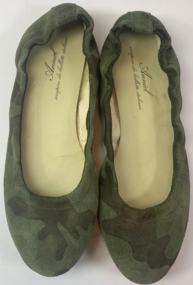 Anniel Clásico Gamuza Camuflaje Verde Marrón Puntera Redonda Plano Tacón Apilado 36/5.5 Italia Foto 2 de 4