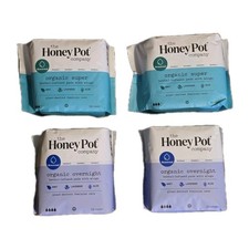 Lot of 4 The Honey Pot Company Organic Pads 2x Super 16 Ct + 2x Overnight 12 Ct