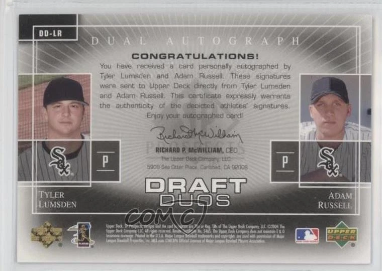 2004 SP Prospects Draft Duos /175 Tyler Lumsden Adam Russell Rookie Auto RC - Image 2 of 2