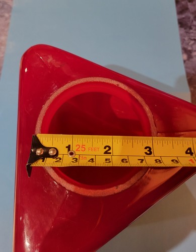 Vintage/Antique Exit Sign Ruby Red Glass Triangular Light Globe - Picture 7 of 8