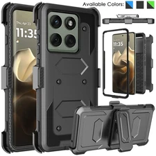 For Motorola Edge 2025 Case with Belt Clip Holster Shockproof Stand Phone Cover
