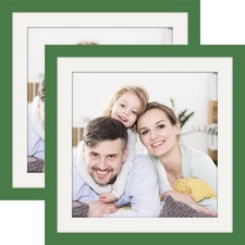 Picture Frames 10x10 2 Pack Made of Solid Wood Green for Wall Mounting and Ta...