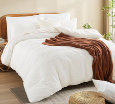 NexHome Pro Super King Duvet Cover 2 Cases Set Pleated White Organic Cotton NEW