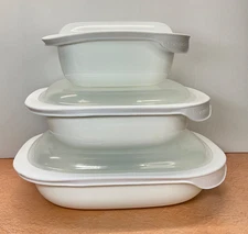 CORNINGWARE Simply Lite Glass Casserole Bakeware 3qt, 2qt & 1.5qt w/Plastic Lids