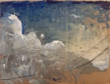 Oil On Cardboard 18”x14” Cloud Sky Impressionist Moon Painting Original BVC