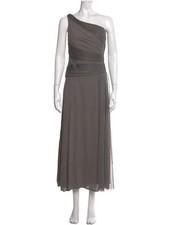 White By Vera Wang One Shoulder Georgette Maxi Bridesmaids Dress Tulle Gray 10