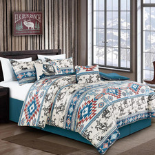 7 Piece Western Cowboy Bedding Set, Southwestern Aztec Pattern Velvet Comforter,