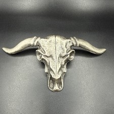 Texas Longhorn Steer Cow Skull Vintage Western Belt Buckle 6 Made In ITALY