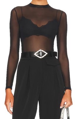 Undress Code Stay Simple Mesh Bodysuit in Black XS $129