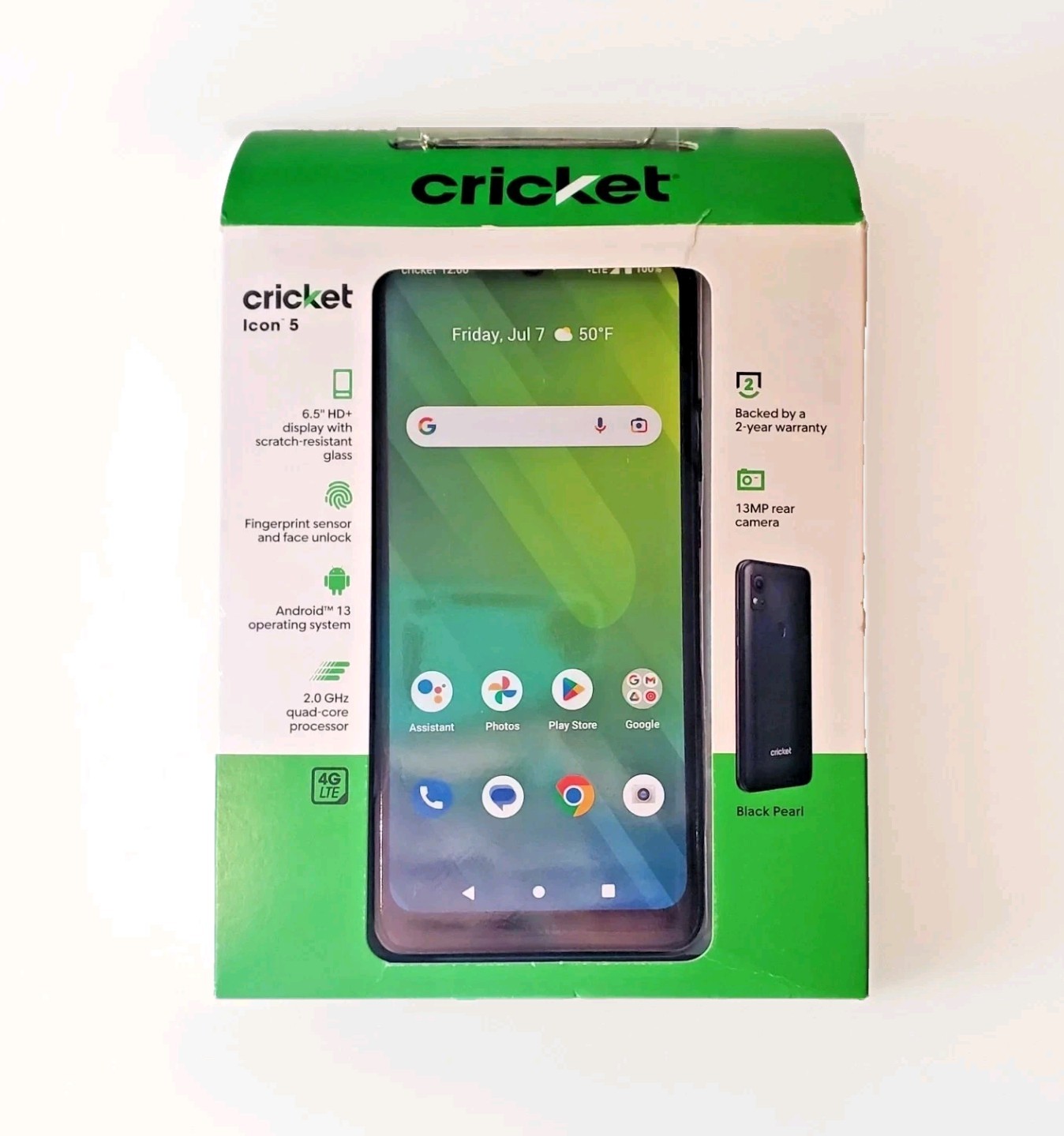 Cricket Wireless Icon 5, 6.5" HD+/32GB/3GB RAM, Black Pearl Prepaid Phone 🆕