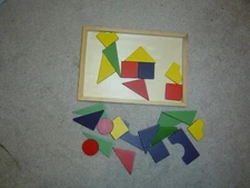 Wooden Math Manipulatives Geometric Shapes Blocks Tangram Toy Puzzle Teaching