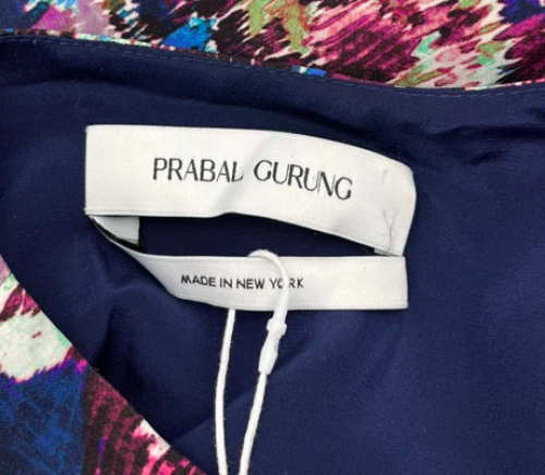 Vestido midi de seda estampado azul marino Prabal Gurung 'Victoria' talla 6 Foto 4 de 4