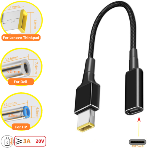 Cable de carga adaptador cargador de alimentación portátil USB tipo C para Thinkpad Lenovo HP - Imagen 4 de 28