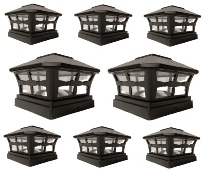 Solar Post Cap Light 8 Pcs 4x4 Solar Black Color Square Fence Post Cap Light