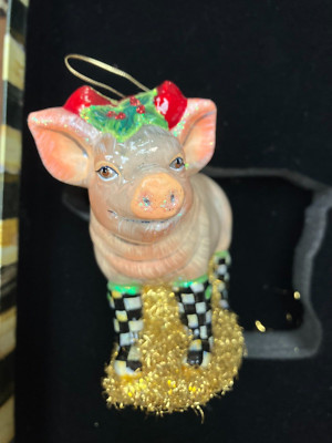 Mackenzie Childs  PIG IN BOOTS  ORNAMENT- NEW IN BOX---RARE-HARD TO FIND