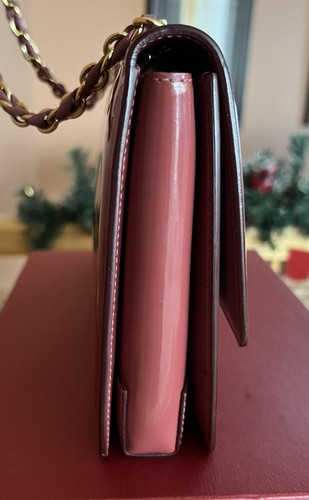 echt Salvatore Ferragamo braun rosa Lackleder Umhängetasche Preloved - Bild 3 von 12