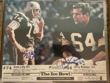 1967 ICE BOWL AUTOGRAPH BOB LILLY JERRY KRAMER JSA COA PACKERS COWBOYS 11X14