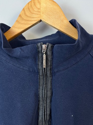 Valentino Jeans Vintage Men Blue Y2K Cotton 1/4 Zip Sweatshirt Italy Size L - Picture 6 of 13
