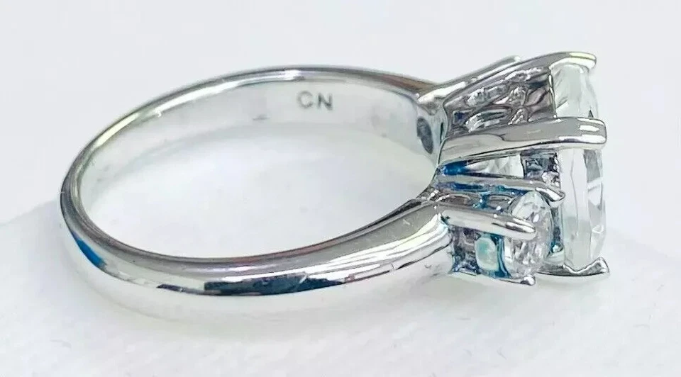 HSN Colleen Lopez Sterling Silver Cushion-Cut & Round White Topaz Ring Size 10 - Image 3 of 4