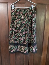Requirements Vintage Black Floral Pleated Skirt Size 12