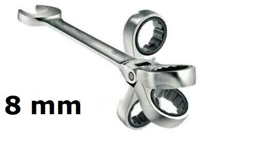CHIAVE COMBINATA 8 MM A CRICCHETTO TESTA SNODABILE PIEGHEVOLE CHROME VANADIUM