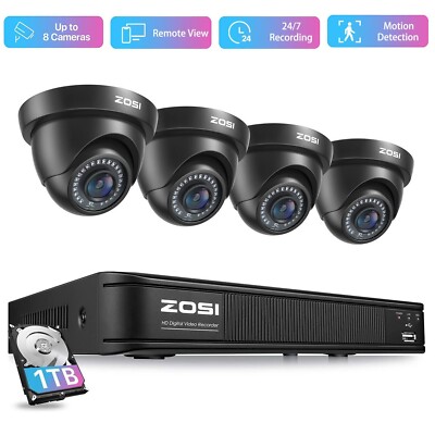 ZOSI 1080P Full HD CCTV 8pcs Security Cameras De Seguridad System H.265+DVR 1TB