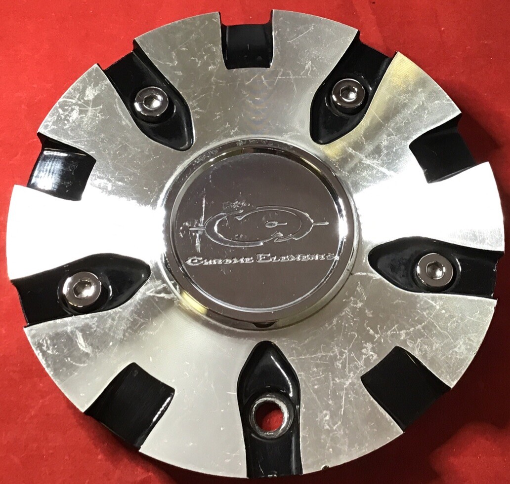 ONE USED CHROME ELEMENTS C-281-1 SL808-04 Wheels BLACK MACHINED Center Cap 9171