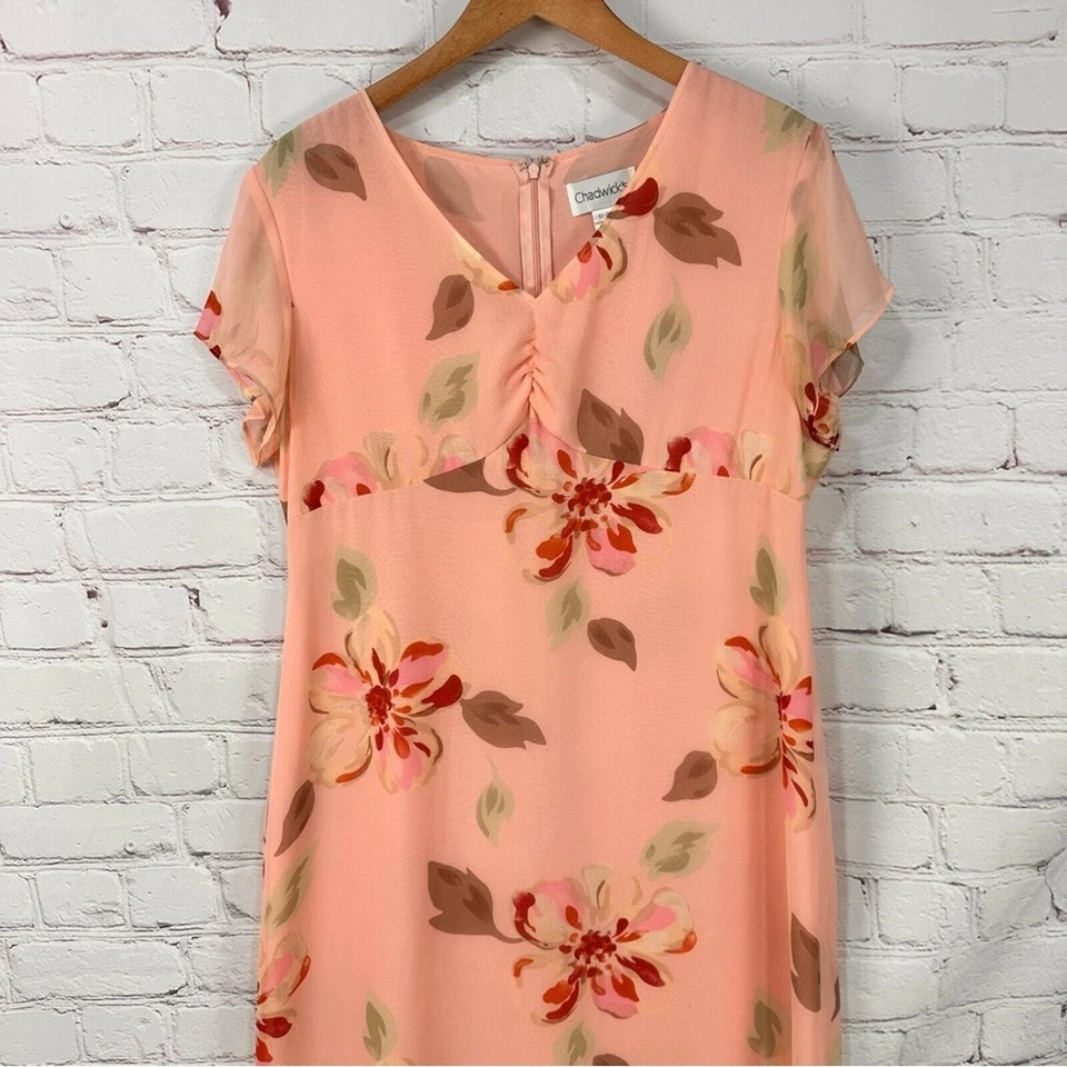 Vestido maxi midi floral vintage años 90 fluido tropical Resortwear rosa una línea 14 Foto 4 de 4