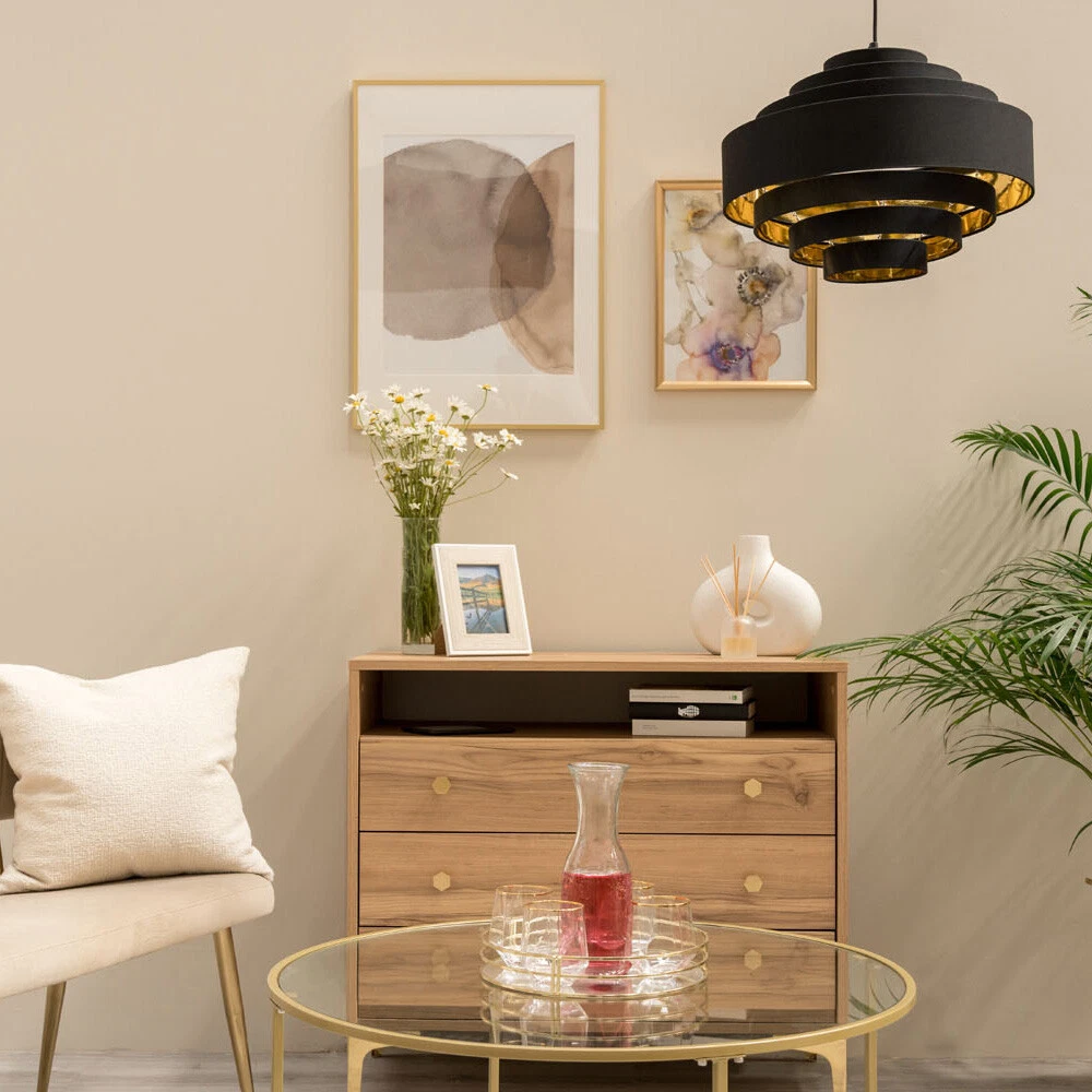 45cm Ceiling Lampshade Easy Fit Pendant Fabric 7 Layer Drum Shade LED Light Bulb - Picture 4 of 21
