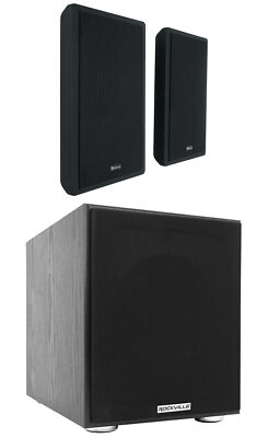 2) Rockville RockSlim Black Home Theater 5.25'' 240w Wall Mount Slim Speakers+Sub
