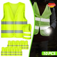 10x Warnwesten Unfallweste Neon Gelb Auto Warnweste Sicherheits Weste KFZ Vest
