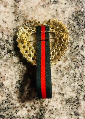 Beautiful Unique Repurposed Gucci Large Red Crystal Heart GG web