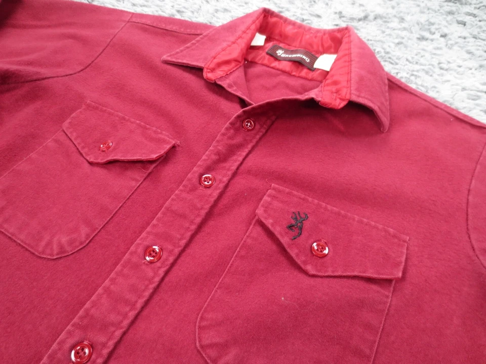 Camisa Browning Vintage Para Hombre L Roja Azul Algodón Desteñido Gamuza Tela Franela EE. UU. Foto 2 de 4