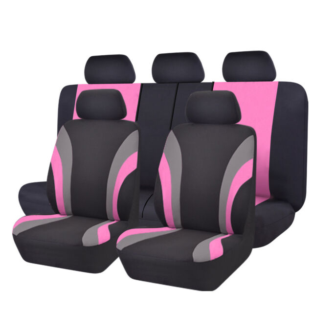 Universal Car Seat Covers Pink For Women Girls Car Seat Cover Set Leather Split