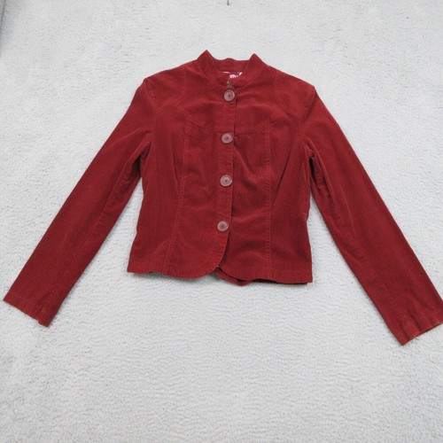 Zinc Blazer Jacket Womens L Red Corduroy Y2K Academia Vintage 90s Fall Aesthetic