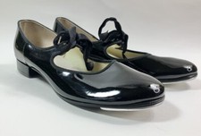 Capezio schwarz Lack Band Krawatte Mary Jane Junior Tyette Stepptanzschuhe UK 4,5
