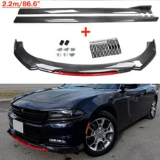For Dodge Charger RT SRT SXT Front Bumper Red Lip Spoiler Splitter Carbon Style