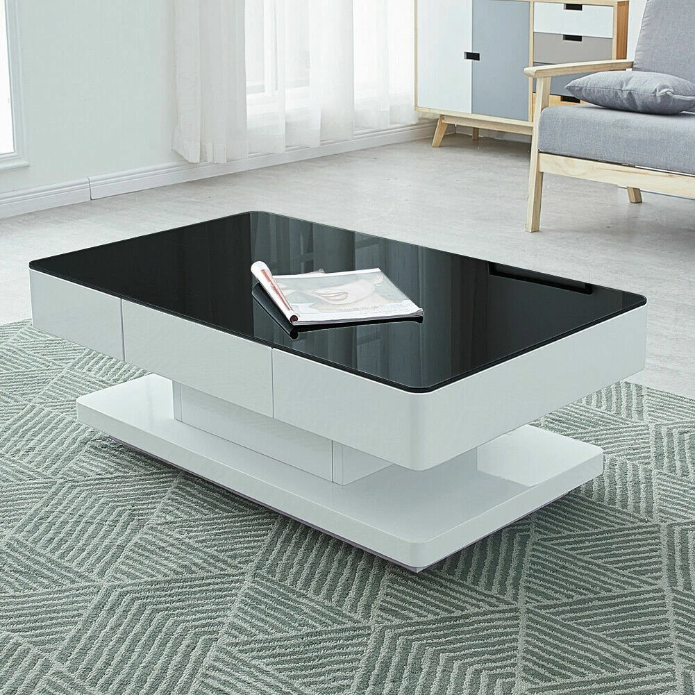 Glass end 2024 tables with drawers