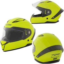 Motorbike Full Face Helmet Sport Scooter Sun Visor Touring Yellow Fluo S