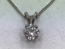 14 karat Diamond necklace 14K white gold princess cut diamond solitaire  chain