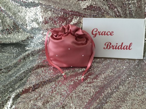 ROSE PINK DUCHESS SATIN DOLLY BAG WEDDING PROM MAID. FLOWER GIRL*UK MADE/SELLER8 - Picture 7 of 15